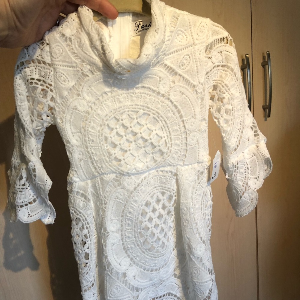 Girls white lace dress